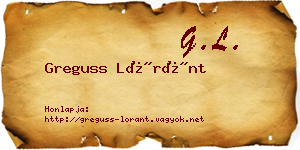 Greguss Lóránt névjegykártya